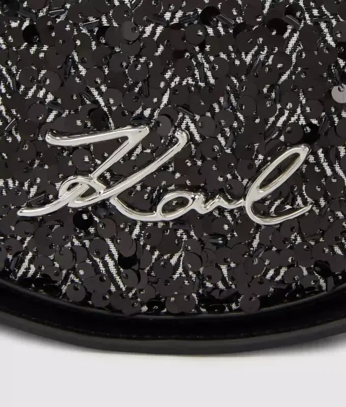 K/Signature runde Umhängetasche mit Pailletten