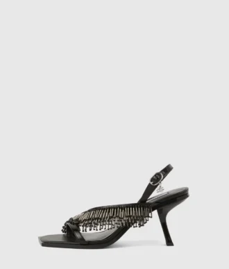 Karmel Slingbacks mit Fransen und Absatz