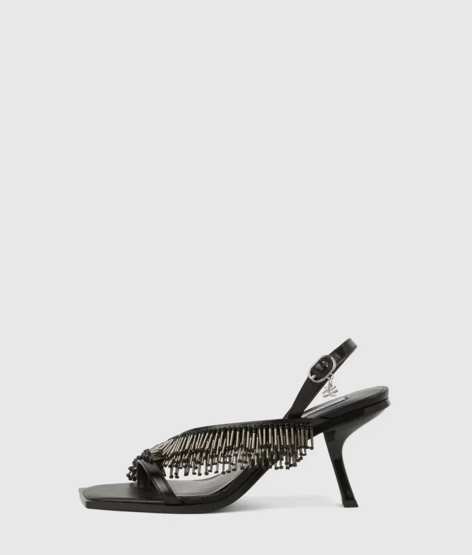 Karmel Slingbacks mit Fransen und Absatz