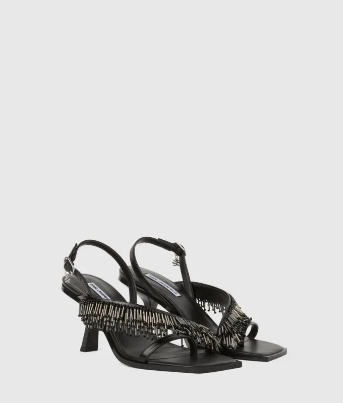 Karmel Slingbacks mit Fransen und Absatz