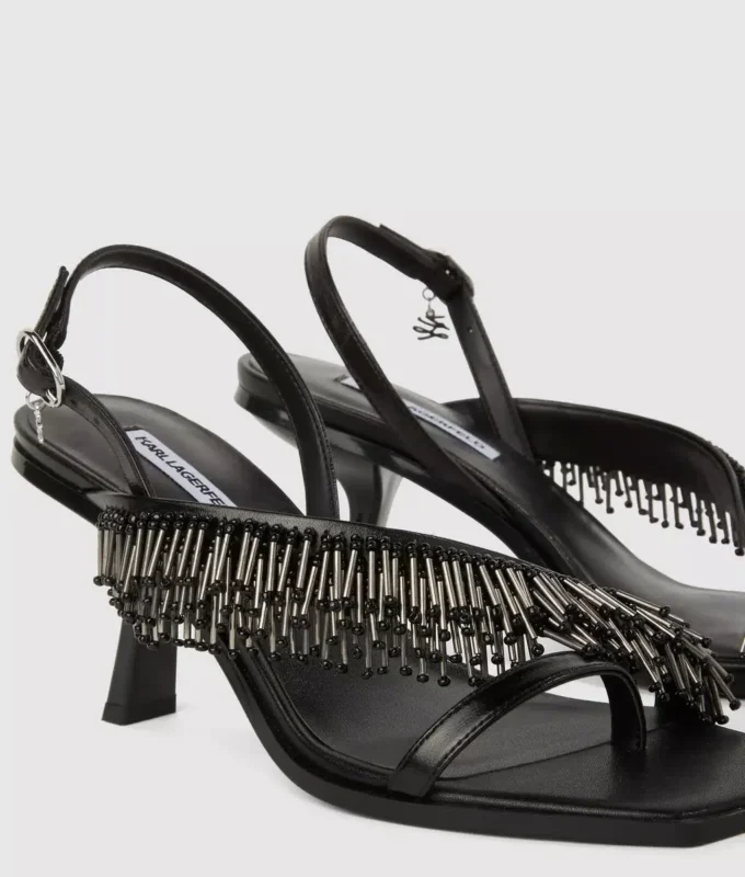 Karmel Slingbacks mit Fransen und Absatz