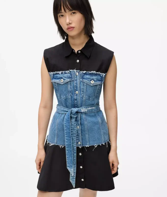 Kleid mit Denim-Oberteil