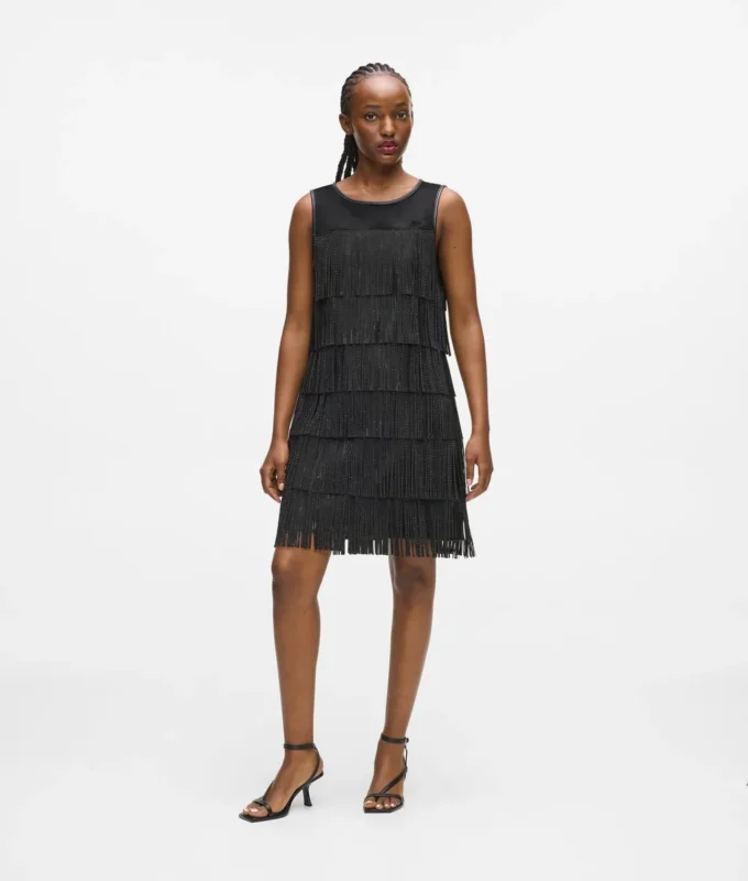 Kleid mit Kunstlederfransen Kleid mit Kunstlederfransen