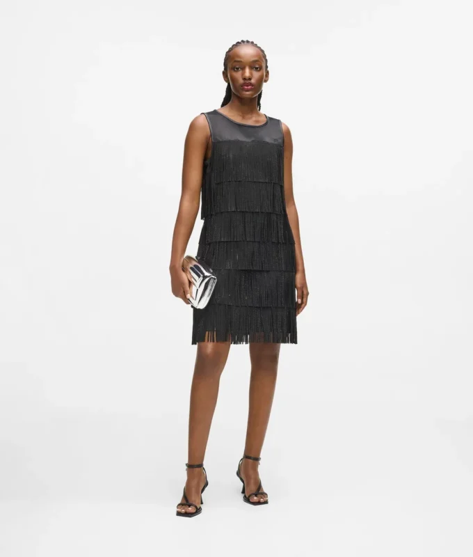Kleid mit Kunstlederfransen Kleid mit Kunstlederfransen