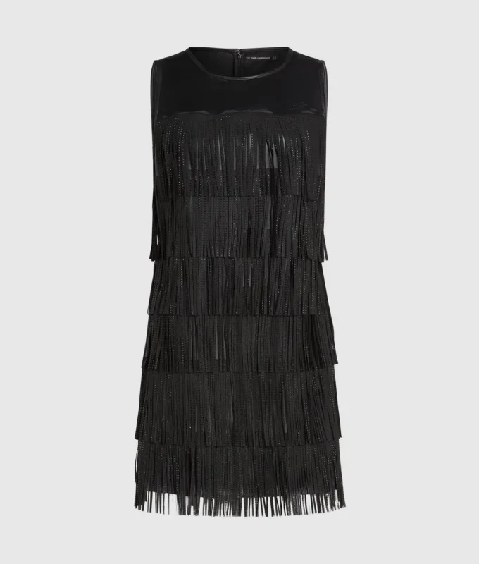 Kleid mit Kunstlederfransen Kleid mit Kunstlederfransen