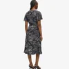 Kleid mit V-Ausschnitt und Fächerprint