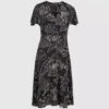 Kleid mit V-Ausschnitt und Fächerprint