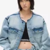 Kragenlose Jeansjacke Kragenlose Jeansjacke