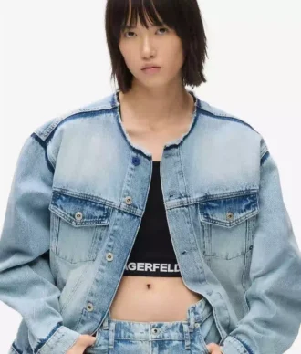 Kragenlose Jeansjacke