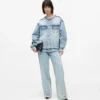 Kragenlose Jeansjacke Kragenlose Jeansjacke