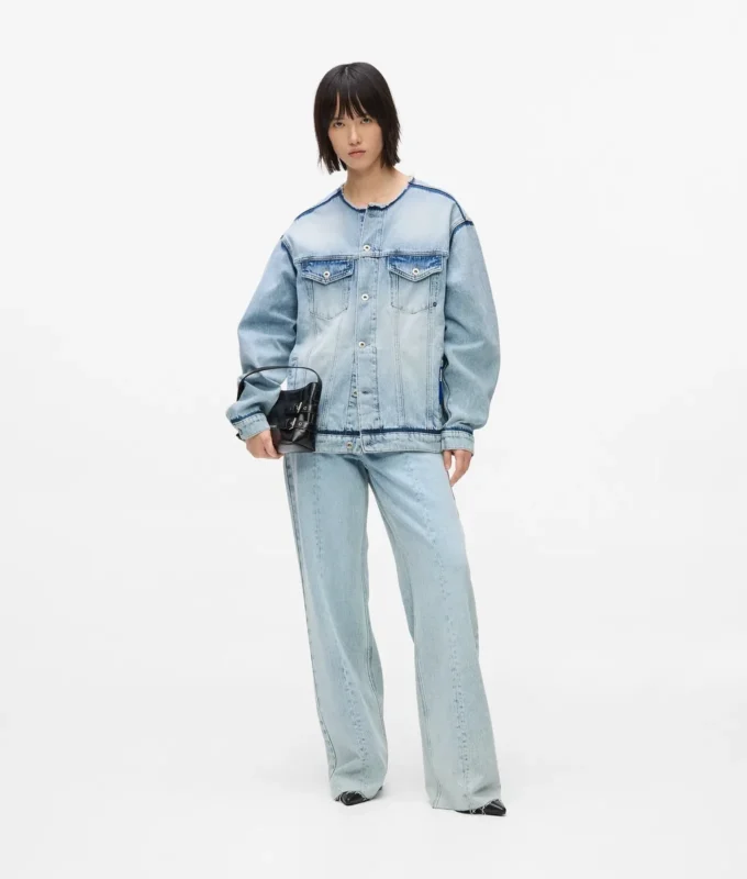 Kragenlose Jeansjacke Kragenlose Jeansjacke