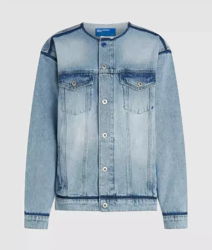 Kragenlose Jeansjacke Kragenlose Jeansjacke