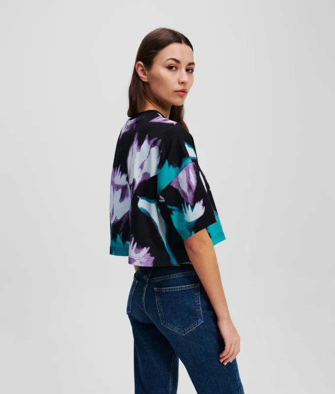 KURZES T-SHIRT MIT BLUMENMUSTER