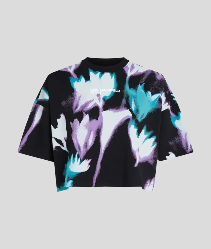 KURZES T-SHIRT MIT BLUMENMUSTER