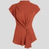 KURZÄRMELIGE BLUSE MIT KNOTEN KURZÄRMELIGE BLUSE MIT KNOTEN