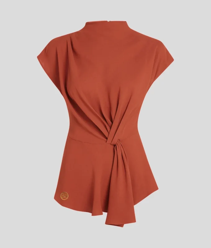KURZÄRMELIGE BLUSE MIT KNOTEN KURZÄRMELIGE BLUSE MIT KNOTEN
