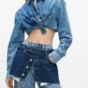 Lagenlook-Jeans mit hoher Taille und geradem Schnitt