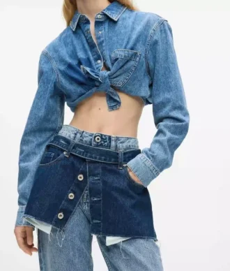 Lagenlook-Jeans mit hoher Taille und geradem Schnitt
