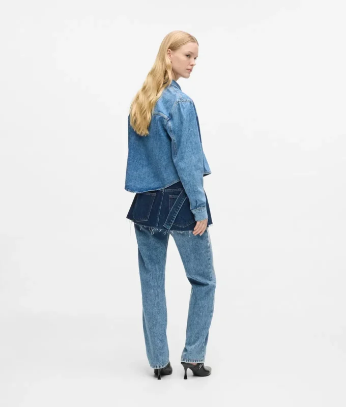 Lagenlook-Jeans mit hoher Taille und geradem Schnitt