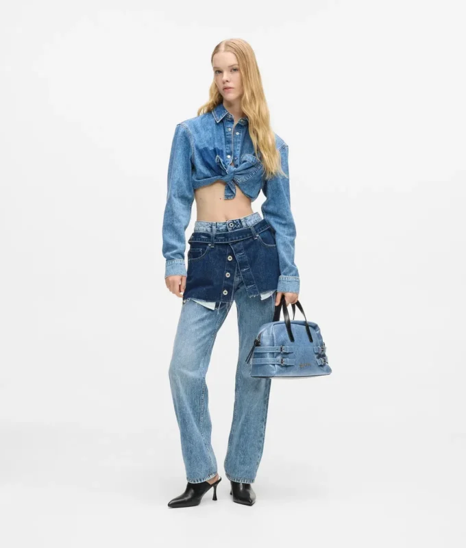 Lagenlook-Jeans mit hoher Taille und geradem Schnitt
