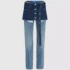 Lagenlook-Jeans mit hoher Taille und geradem Schnitt