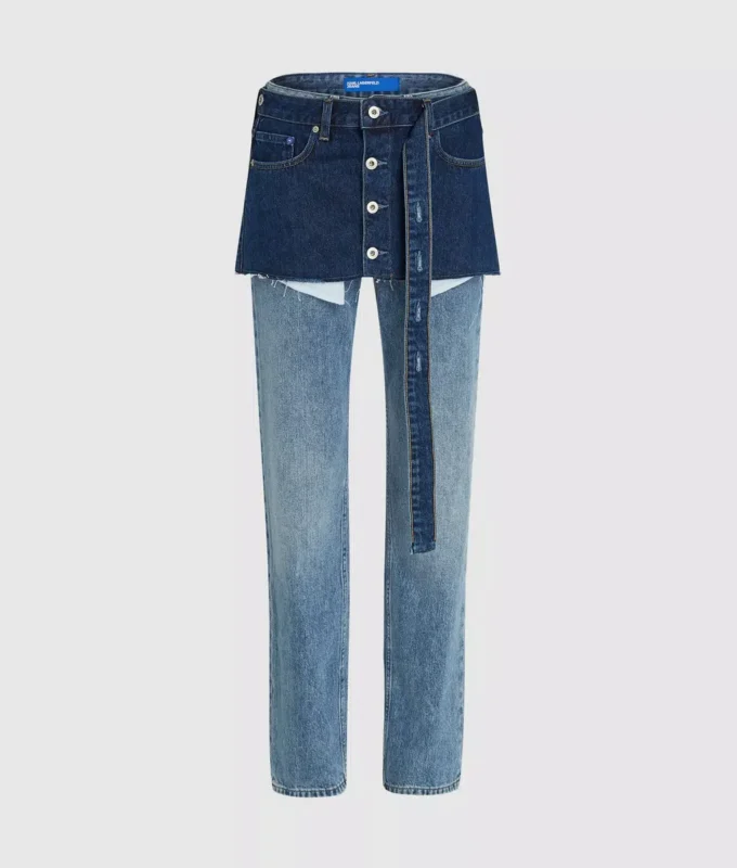 Lagenlook-Jeans mit hoher Taille und geradem Schnitt
