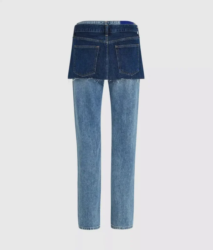 Lagenlook-Jeans mit hoher Taille und geradem Schnitt