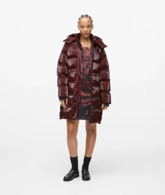 Lange Pufferjacke mit Perlmuttglanz
