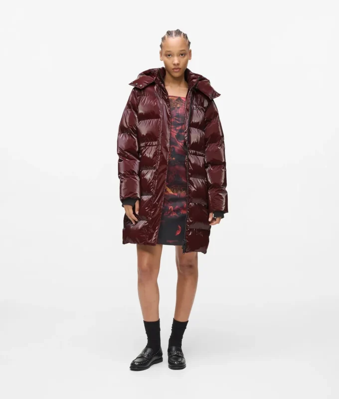 Lange Pufferjacke mit Perlmuttglanz