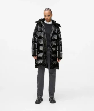 Lange Pufferjacke mit Perlmuttglanz