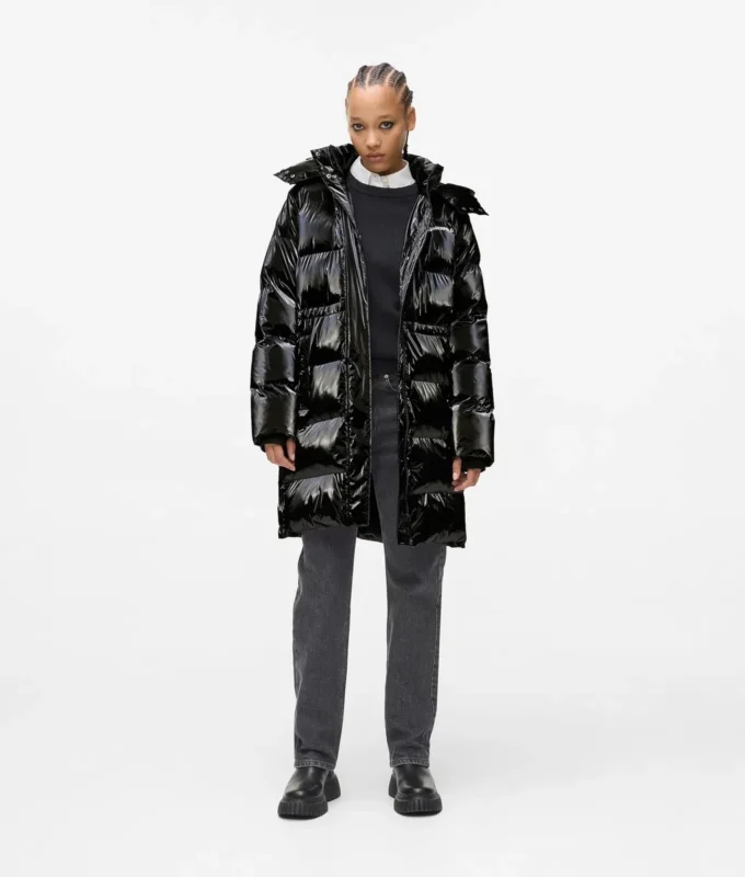 Lange Pufferjacke mit Perlmuttglanz