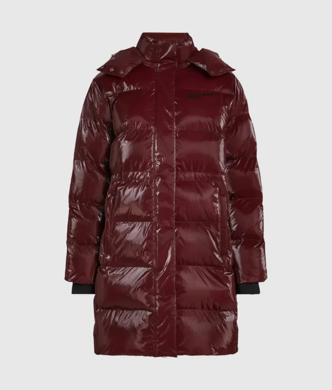 Lange Pufferjacke mit Perlmuttglanz