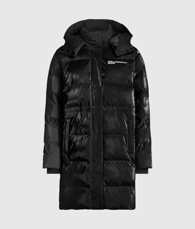 Lange Pufferjacke mit Perlmuttglanz