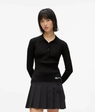 Langärmeliges Strick-Poloshirt