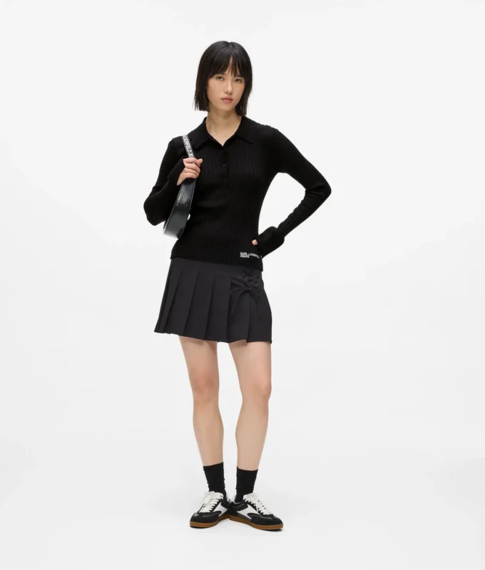 Langärmeliges Strick-Poloshirt