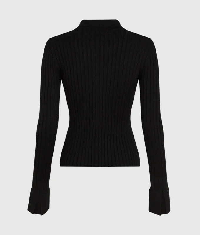 Langärmeliges Strick-Poloshirt