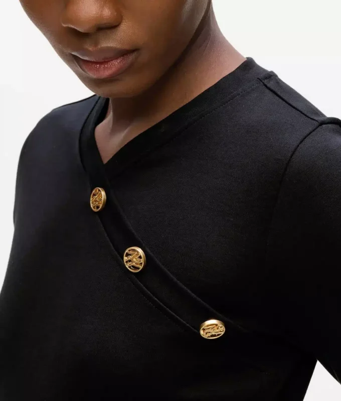 Langärmliges T-Shirt mit Knopfdetail