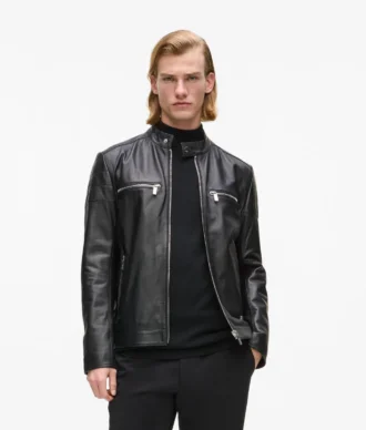 Lederjacke mit hohem Kragen