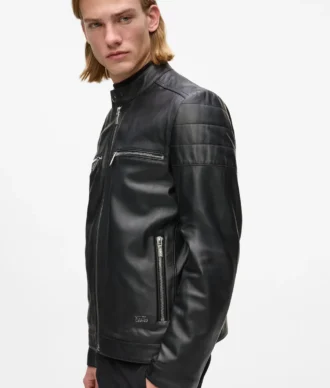 Lederjacke mit hohem Kragen