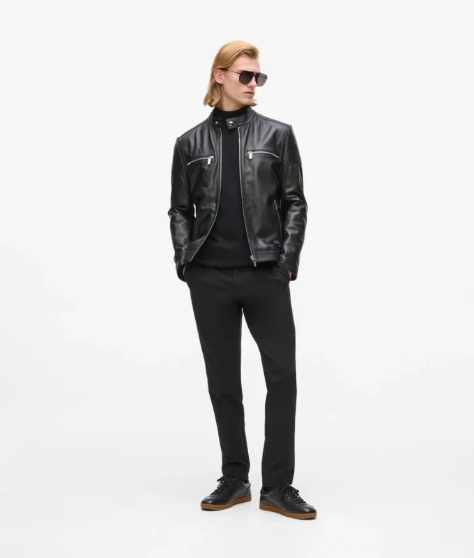 Lederjacke mit hohem Kragen Lederjacke mit hohem Kragen