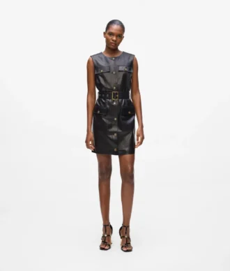 Lederkleid mit Knopfdetails Lederkleid mit Knopfdetails