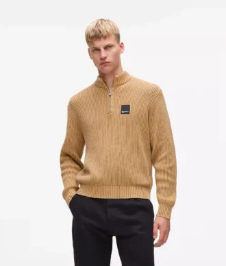 Locker sitzender Pullover mit halbem Reißverschluss