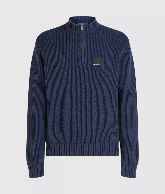 Locker sitzender Pullover mit halbem Reißverschluss Locker sitzender Pullover mit halbem Reißverschluss