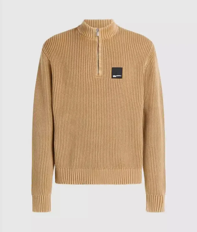 Locker sitzender Pullover mit halbem Reißverschluss Locker sitzender Pullover mit halbem Reißverschluss