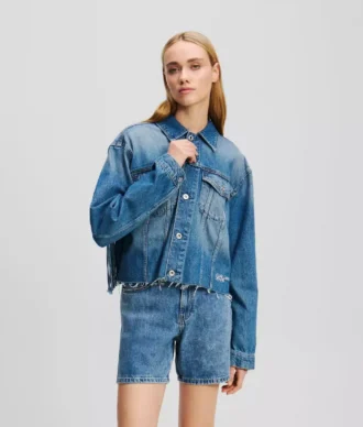 LOCKERE JEANSJACKE MIT FRANSEN