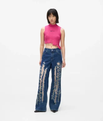 Lässige Jeans mit mittlerer Leibhöhe und Used-Look
