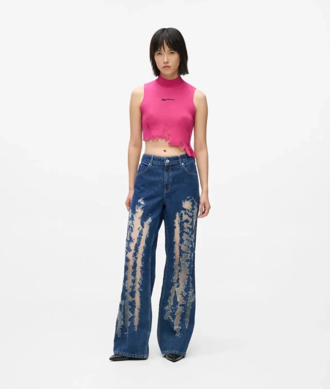 Lässige Jeans mit mittlerer Leibhöhe und Used-Look