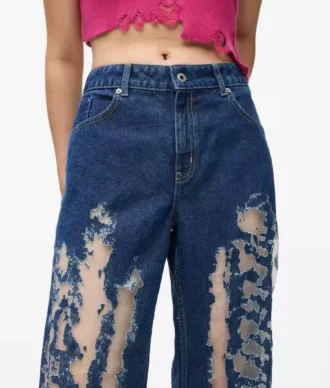 Lässige Jeans mit mittlerer Leibhöhe und Used-Look