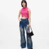 Lässige Jeans mit mittlerer Leibhöhe und Used-Look
