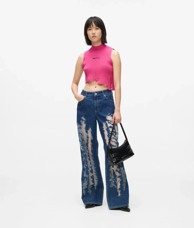 Lässige Jeans mit mittlerer Leibhöhe und Used-Look
